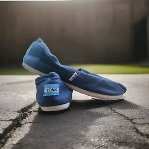 Toms Blue Canvas Slip-On Loafers